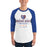 Man wearing Grand Oaks High School Grizzlies Unisex 3/4 sleeve Raglan T-shirt 217