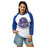Woman wearing Grand Oaks High School Grizzlies Unisex 3/4 sleeve Raglan T-shirt 219
