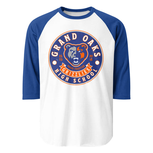 Grand Oaks High School Grizzlies Unisex 3/4 sleeve Raglan T-shirt 215