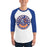 Man wearing Grand Oaks High School Grizzlies Unisex 3/4 sleeve Raglan T-shirt 215