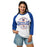 Woman wearing Grand Oaks High School Grizzlies Unisex 3/4 sleeve Raglan T-shirt 218