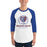 Man wearing Grand Oaks High School Grizzlies Unisex 3/4 sleeve Raglan T-shirt 226