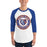 Man wearing Grand Oaks High School Grizzlies Unisex 3/4 sleeve Raglan T-shirt 226