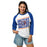 Woman wearing Grand Oaks High School Grizzlies Unisex 3/4 sleeve Raglan T-shirt 223