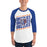 Man wearing Grand Oaks High School Grizzlies Unisex 3/4 sleeve Raglan T-shirt 223