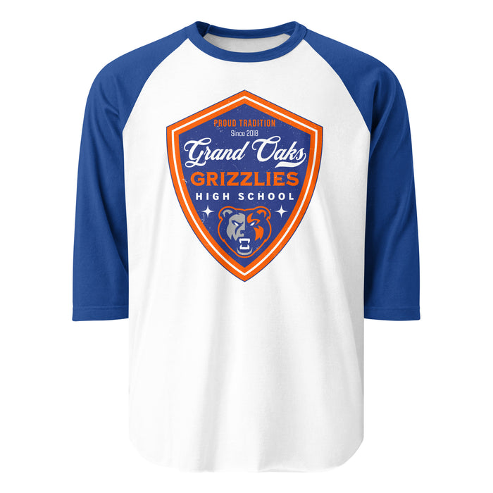 Grand Oaks High School Grizzlies Unisex 3/4 sleeve Raglan T-shirt 225