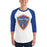 Man wearing Grand Oaks High School Grizzlies Unisex 3/4 sleeve Raglan T-shirt 225