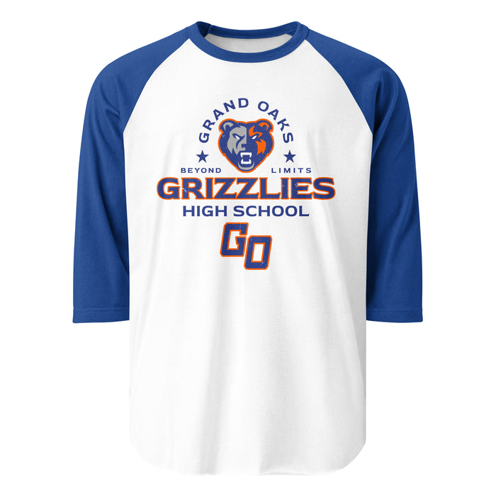 Grand Oaks High School Grizzlies Unisex 3/4 sleeve Raglan T-shirt 222