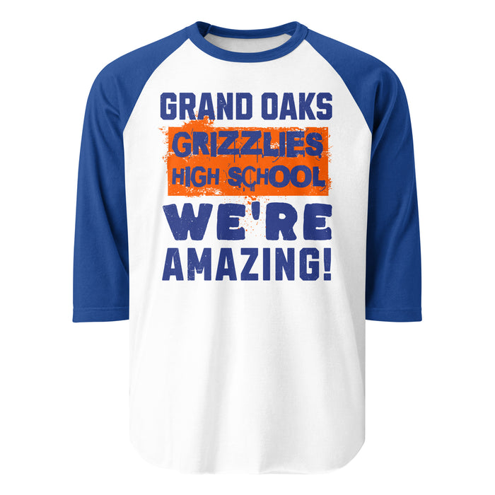 Grand Oaks High School Grizzlies Unisex 3/4 sleeve Raglan T-shirt 231