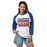 Woman wearing Grand Oaks High School Grizzlies Unisex 3/4 sleeve Raglan T-shirt 238