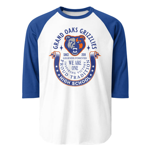 Grand Oaks High School Grizzlies Unisex 3/4 sleeve Raglan T-shirt 229