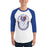 Man wearing Grand Oaks High School Grizzlies Unisex 3/4 sleeve Raglan T-shirt 229