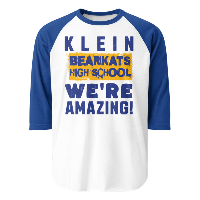 Klein High School Bearkats Unisex 3/4 Sleeve Raglan T-shirt 231