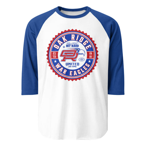 Oak Ridge High School War Eagles Unisex 3/4 sleeve Raglan T-shirt 203 royal
