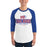 Man wearing Oak Ridge High School War Eagles Unisex 3/4 sleeve Raglan T-shirt 202 royal