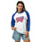 Woman wearing Oak Ridge High School War Eagles Unisex 3/4 sleeve Raglan T-shirt 200 royal