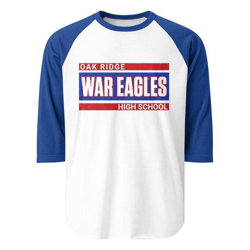Oak Ridge High School War Eagles Unisex 3/4 sleeve Raglan T-shirt 098 - Royal Sleeves
