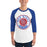 Man wearing Oak Ridge High School War Eagles Unisex 3/4 sleeve Raglan T-shirt 220 royal