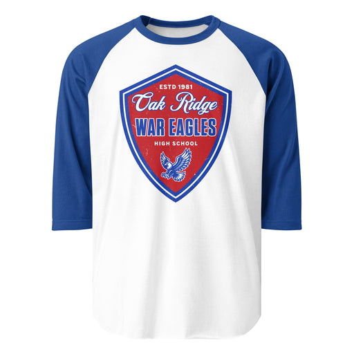 Oak Ridge High School War Eagles Unisex 3/4 sleeve Raglan T-shirt 225 royal