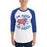 Man wearing Oak Ridge High School War Eagles Unisex 3/4 sleeve Raglan T-shirt 228 royal