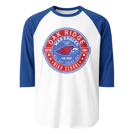 Oak Ridge High School War Eagles Unisex 3/4 sleeve Raglan T-shirt 224 royal