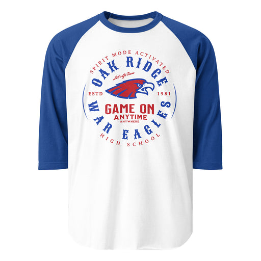 Oak Ridge High School War Eagles Unisex 3/4 sleeve Raglan T-shirt 214 royal