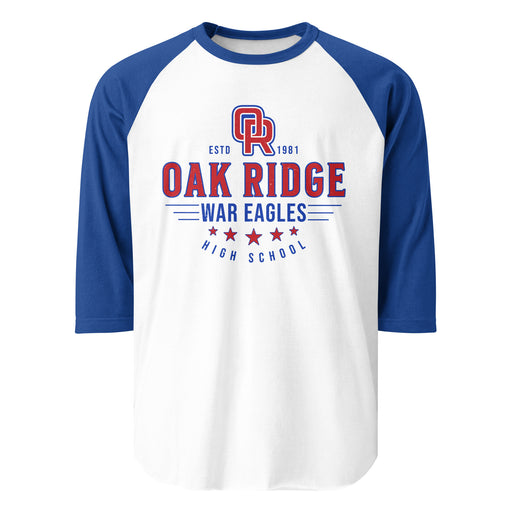 Oak Ridge High School War Eagles Unisex 3/4 sleeve Raglan T-shirt 217 royal