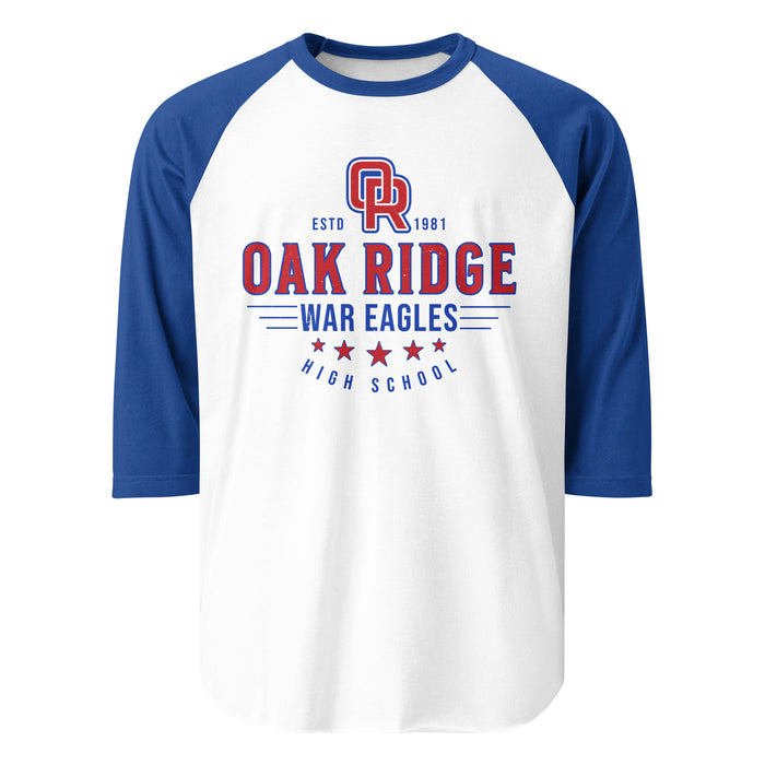 Oak Ridge High School War Eagles Unisex 3/4 sleeve Raglan T-shirt 217 royal