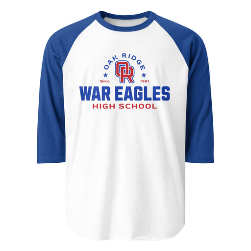 Oak Ridge High School War Eagles Unisex 3/4 sleeve Raglan T-shirt 222 royal