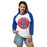 Woman wearing Oak Ridge High School War Eagles Unisex 3/4 sleeve Raglan T-shirt 215 royal