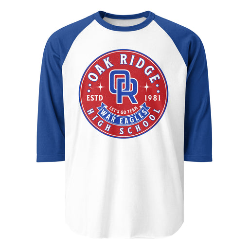 Oak Ridge High School War Eagles Unisex 3/4 sleeve Raglan T-shirt 215 royal
