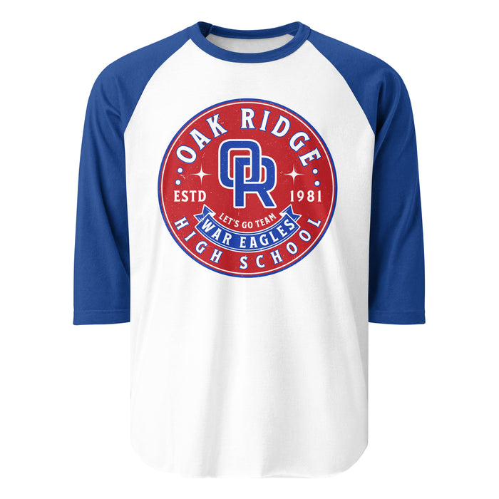Oak Ridge High School War Eagles Unisex 3/4 sleeve Raglan T-shirt 215 royal