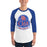 Man wearing Oak Ridge High School War Eagles Unisex 3/4 sleeve Raglan T-shirt 219 royal