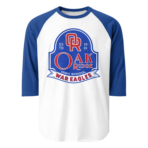 Oak Ridge High School War Eagles Unisex 3/4 sleeve Raglan T-shirt 219 royal