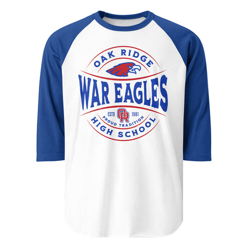 Oak Ridge High School War Eagles Unisex 3/4 sleeve Raglan T-shirt 218 royal