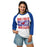 Woman wearing Oak Ridge High School War Eagles Unisex 3/4 sleeve Raglan T-shirt 233 royal