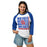 Woman wearing Oak Ridge High School War Eagles Unisex 3/4 sleeve Raglan T-shirt 235 royal