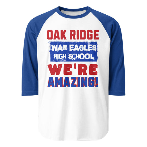 Oak Ridge High School War Eagles Unisex 3/4 sleeve Raglan T-shirt 231 Royal