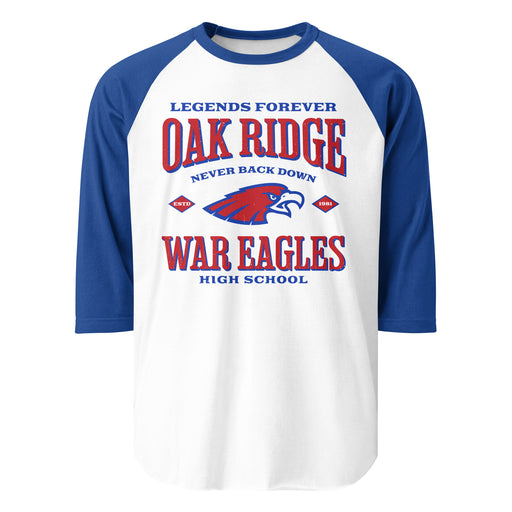 Oak Ridge High School War Eagles Unisex 3/4 sleeve Raglan T-shirt 230 royal