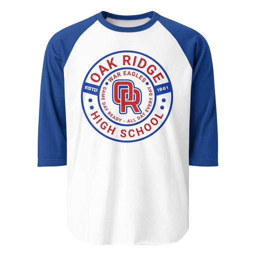 Oak Ridge High School War Eagles Unisex 3/4 sleeve Raglan T-shirt 239 royal
