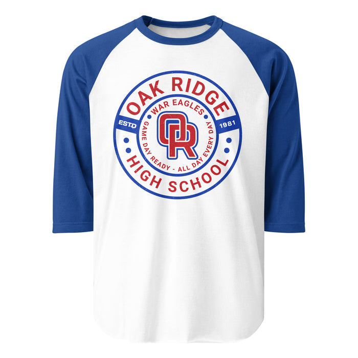 Oak Ridge High School War Eagles Unisex 3/4 sleeve Raglan T-shirt 239 royal