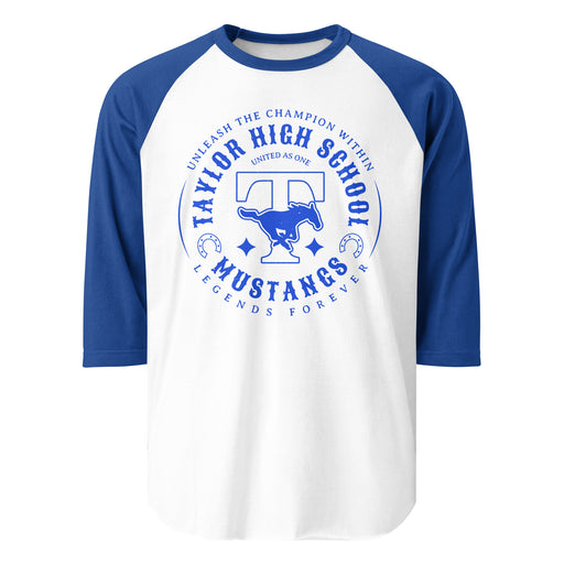Taylor High School Mustangs Unisex 3/4 sleeve Raglan T-shirt 214
