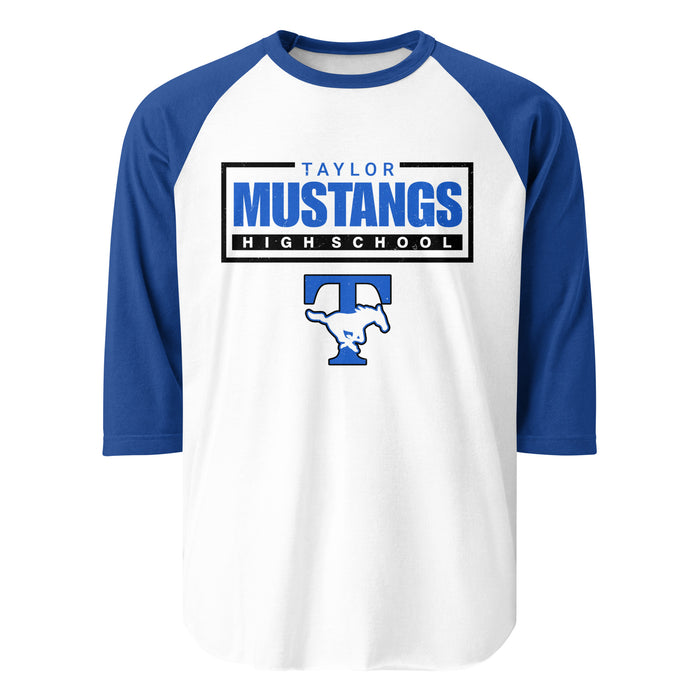 Taylor High School Mustangs Unisex 3/4 sleeve Raglan T-shirt 049