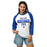 Woman wearing Taylor High School Mustangs Unisex 3/4 sleeve Raglan T-shirt 024
