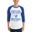 Man wearing Taylor High School Mustangs Unisex 3/4 sleeve Raglan T-shirt 230