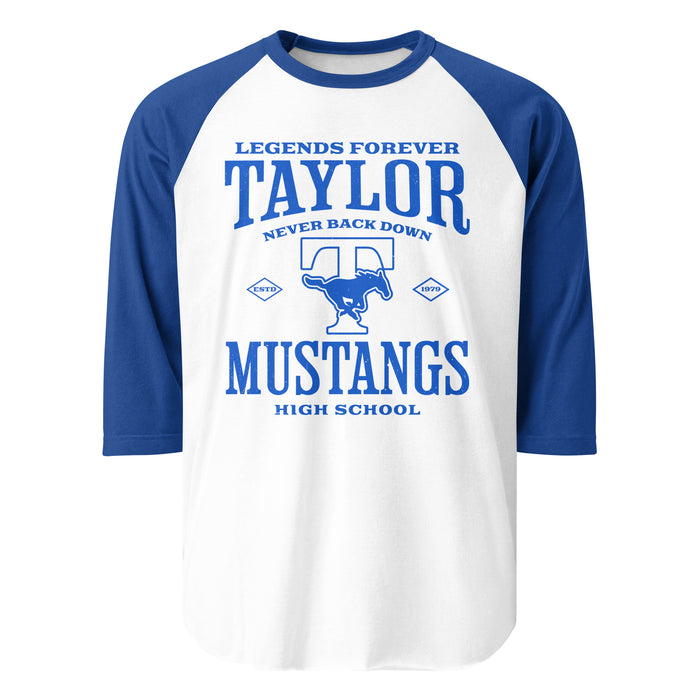 Taylor High School Mustangs Unisex 3/4 sleeve Raglan T-shirt 230