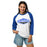 Woman wearing Taylor High School Mustangs Unisex 3/4 sleeve Raglan T-shirt 009