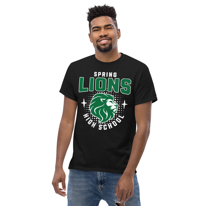 Man wearing Spring High School Lions Black Classic Unisex T-shirt 204