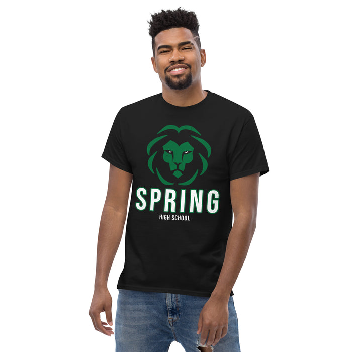 Man wearing Spring High School Lions Black Classic Unisex T-shirt 226