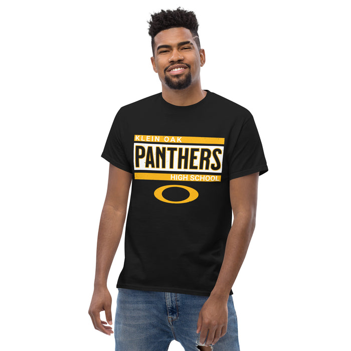 Man wearing Klein Oak High School Panthers Classic Unisex Black T-shirt 098